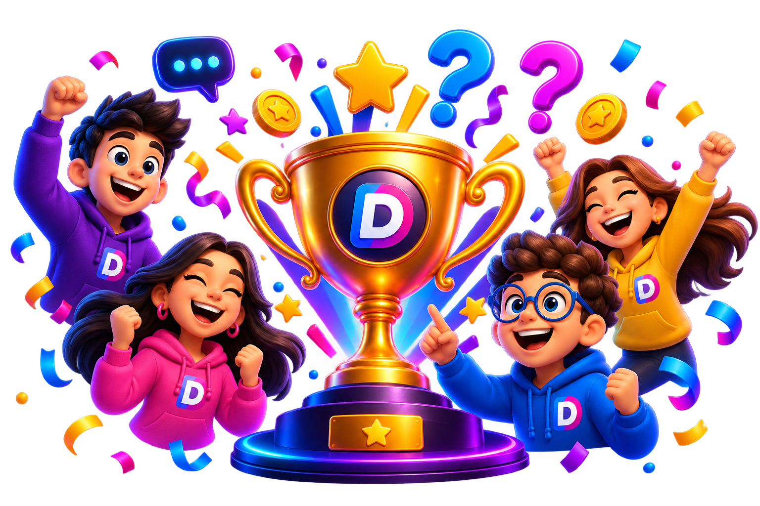 Jugadores celebrando junto a un trofeo con el logo de DootsPlay