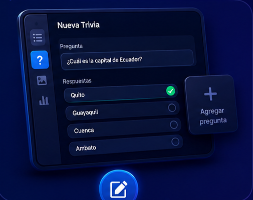 Editor de preguntas de DootsPlay mostrando la creación de una trivia