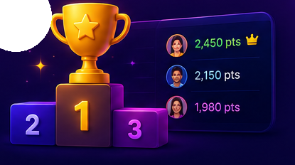 Trofeo, podio y tabla de ranking en vivo de los jugadores